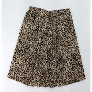 Adec Women's Skirt Size 4 Leopard Animal Print Silk A-Line